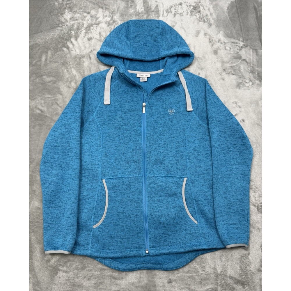 Ariat Hoodie Jacket Womens Medium Blue Full Zip Fleece Sweatshirt Western Rodeo